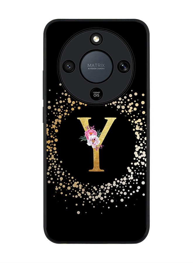 For Honor X9d / Magic8 Lite / X70 Case,Slim fit Camera Protection, Shockproof Thin Phone cover  - Custom Monogram Floral - Y ( Black )